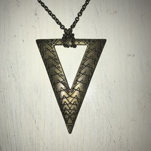 Dark gold bronze upside down triangle necklace